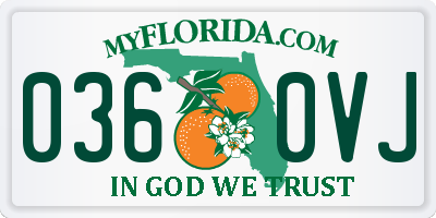 FL license plate 0360VJ