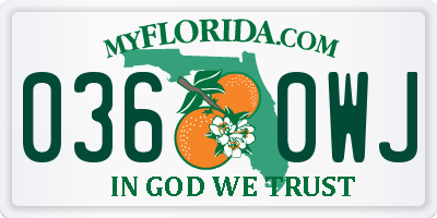FL license plate 0360WJ