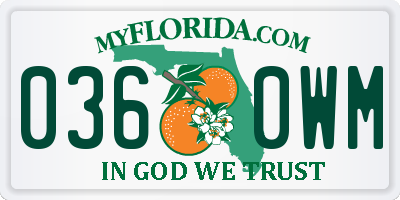 FL license plate 0360WM