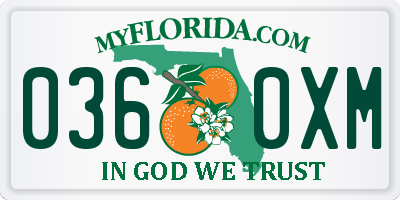 FL license plate 0360XM