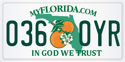 FL license plate 0360YR