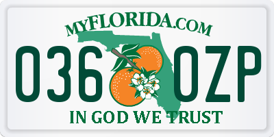 FL license plate 0360ZP