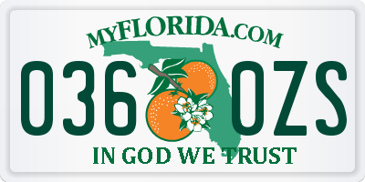 FL license plate 0360ZS