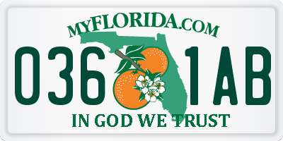 FL license plate 0361AB