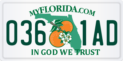 FL license plate 0361AD