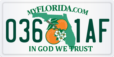 FL license plate 0361AF