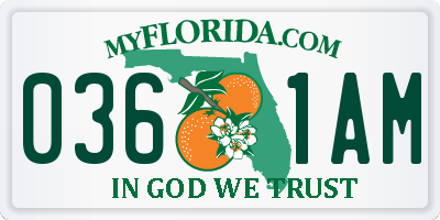 FL license plate 0361AM