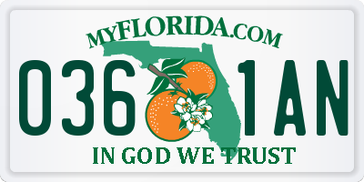 FL license plate 0361AN
