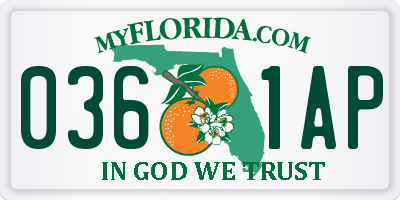 FL license plate 0361AP