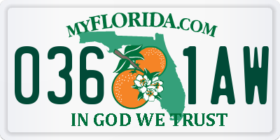 FL license plate 0361AW
