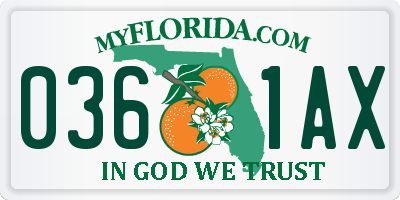 FL license plate 0361AX