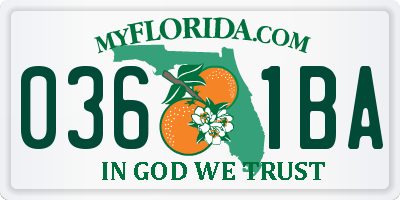 FL license plate 0361BA