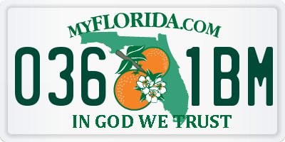 FL license plate 0361BM