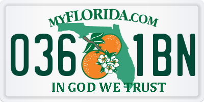 FL license plate 0361BN