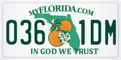 FL license plate 0361DM