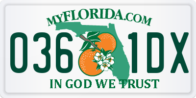 FL license plate 0361DX