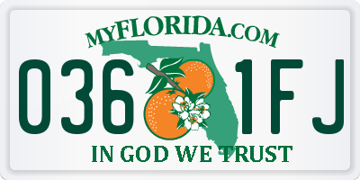 FL license plate 0361FJ