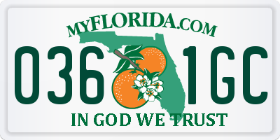 FL license plate 0361GC