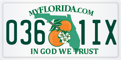 FL license plate 0361IX