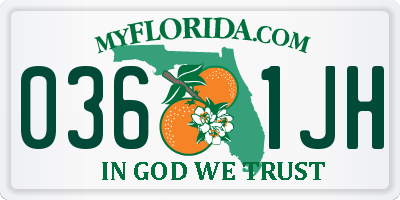 FL license plate 0361JH