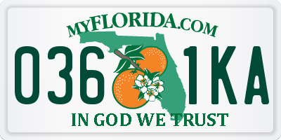 FL license plate 0361KA