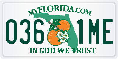 FL license plate 0361ME