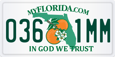 FL license plate 0361MM