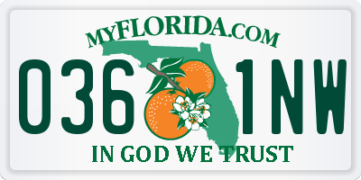 FL license plate 0361NW