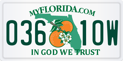 FL license plate 0361OW
