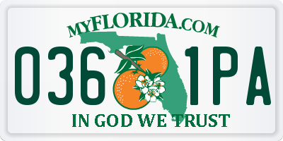 FL license plate 0361PA