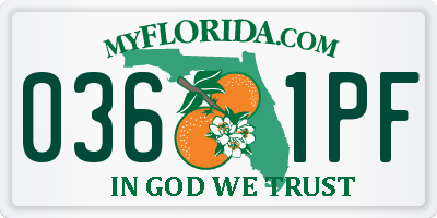 FL license plate 0361PF