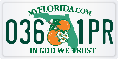 FL license plate 0361PR