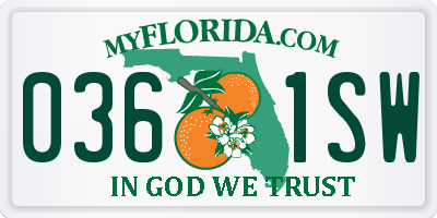 FL license plate 0361SW