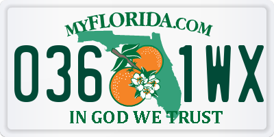 FL license plate 0361WX