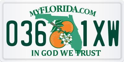 FL license plate 0361XW