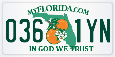 FL license plate 0361YN