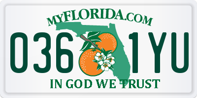 FL license plate 0361YU