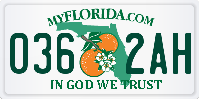 FL license plate 0362AH