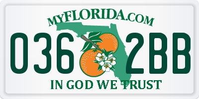 FL license plate 0362BB