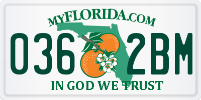 FL license plate 0362BM