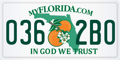 FL license plate 0362BO
