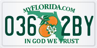 FL license plate 0362BY