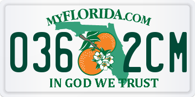 FL license plate 0362CM