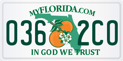FL license plate 0362CO