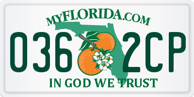 FL license plate 0362CP