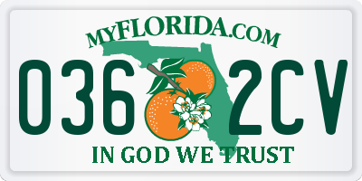 FL license plate 0362CV