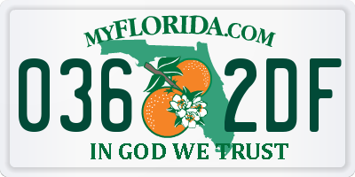 FL license plate 0362DF