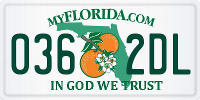 FL license plate 0362DL