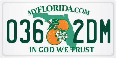 FL license plate 0362DM