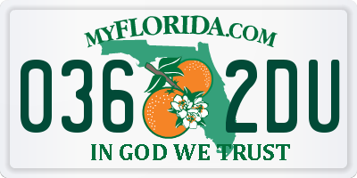 FL license plate 0362DU